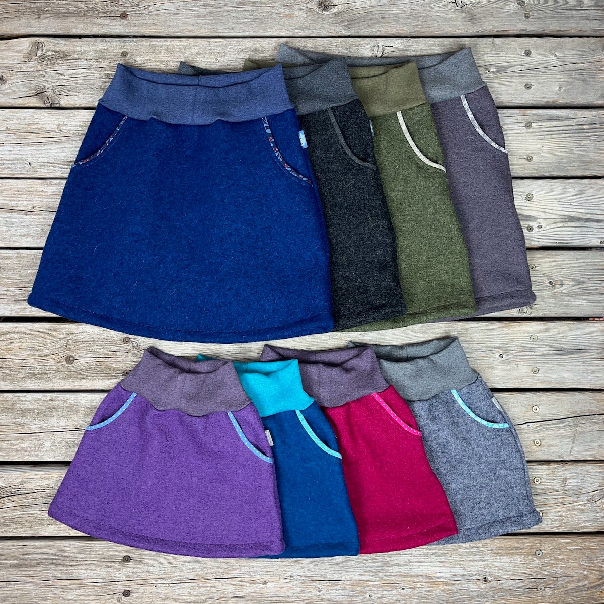 Wool full skirt ladies, many colors
