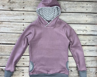 Hoodie organic cotton fleece lilac