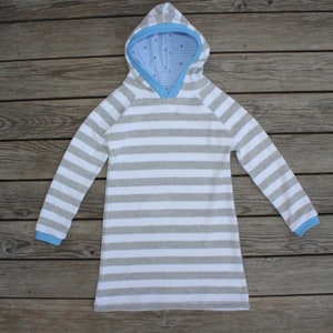 Beach cover-up organic terry cloth grey-white/blue image 2