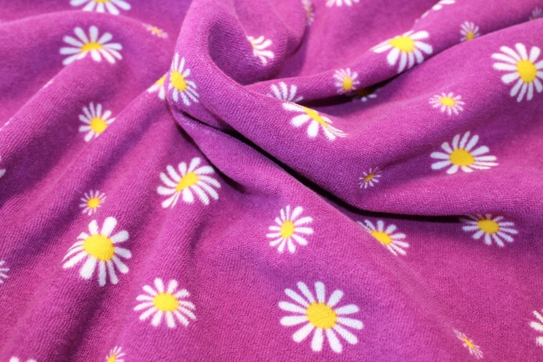 14,90/Meter Stretch Terry Cloth Pril flowers purple-yellow image 2