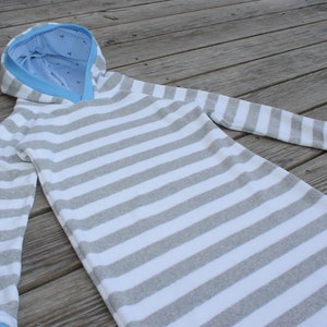 Beach cover-up organic terry cloth grey-white/blue image 3
