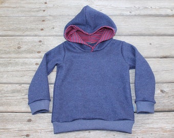 Hoodie made of boiled merino wool, dark blue