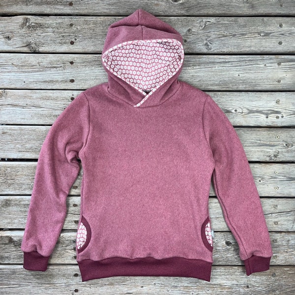 Kapuzenpulli Bio-Baumwollfleece rosa