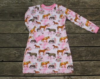 Jersey nightdress horses pink