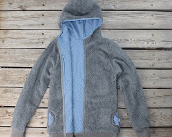 Teddyjacke grau-blau