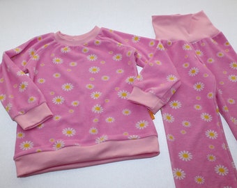 Frottee-Schlafanzug Blumen rosa Gr. 86-140