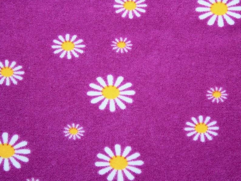 14,90/Meter Stretch Terry Cloth Pril flowers purple-yellow image 1