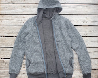 Lined wool walk jacket, grey mottled