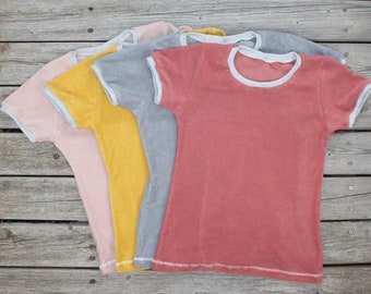 Terry cloth T-shirt ladies coral 100% cotton