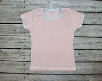 Terry cloth T-shirt ladies pink 100% cotton