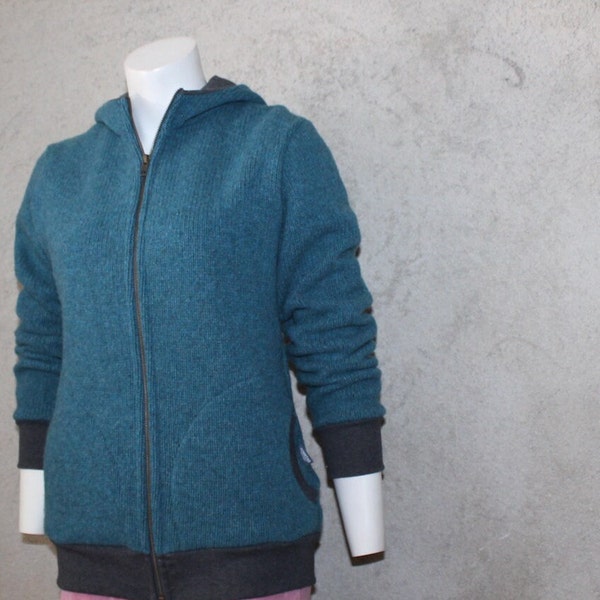 Merino-Wolljacke Grobstrick petrol 4354