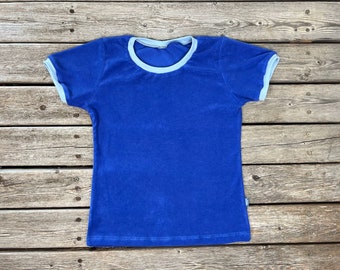 Frottee T-Shirt Damen blau