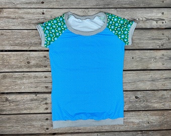 patterned T-shirt ladies Daisy blue-green