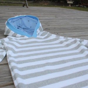 Beach cover-up organic terry cloth grey-white/blue image 6