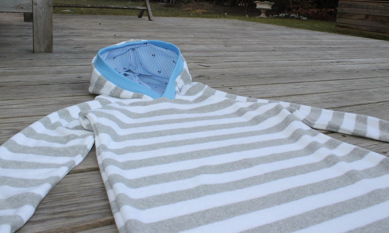 Beach cover-up organic terry cloth grey-white/blue image 6