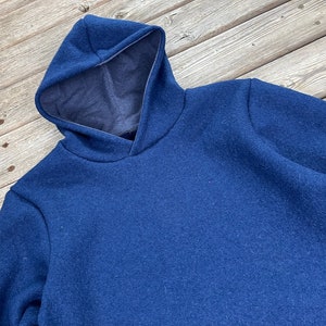 Hoodie women/men boiled wool dark blue image 1