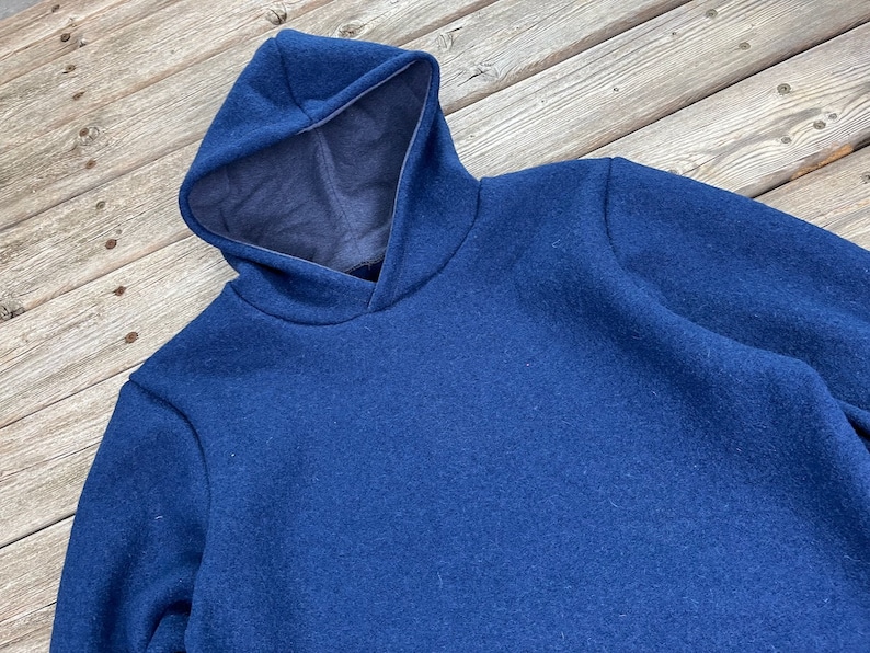 Hoodie women/men boiled wool dark blue image 1