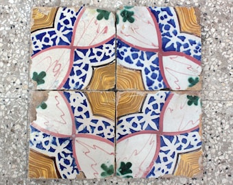 SPÉCIAL - Carreaux de majolique anciens Briques en terre cuite émaillée Carreaux de céramique émaillée Rosace en terre cuite ancienne Made in Italy