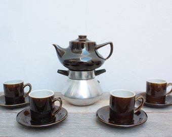 SPECIAL - Vintage Coffee service Letizia with porcelain jug made in Italy Italian moka aluminum and porcelain Coffee maker Ceramic