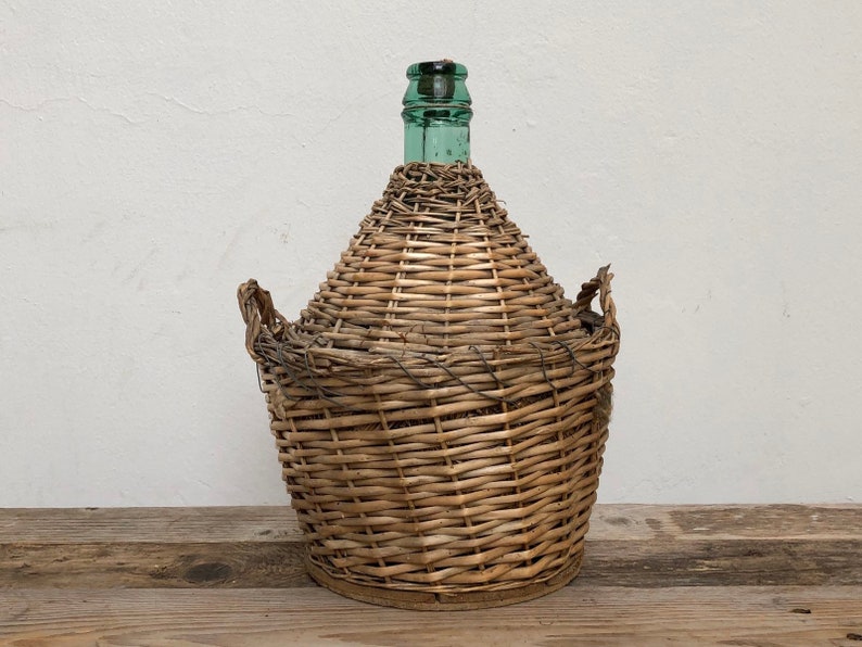 Old 10 Liter Demijohn With Wicker Basket Etsy