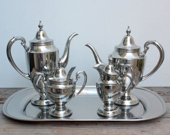 4 Casalinghi Espresso Cups & Saucers Stainless Steel 