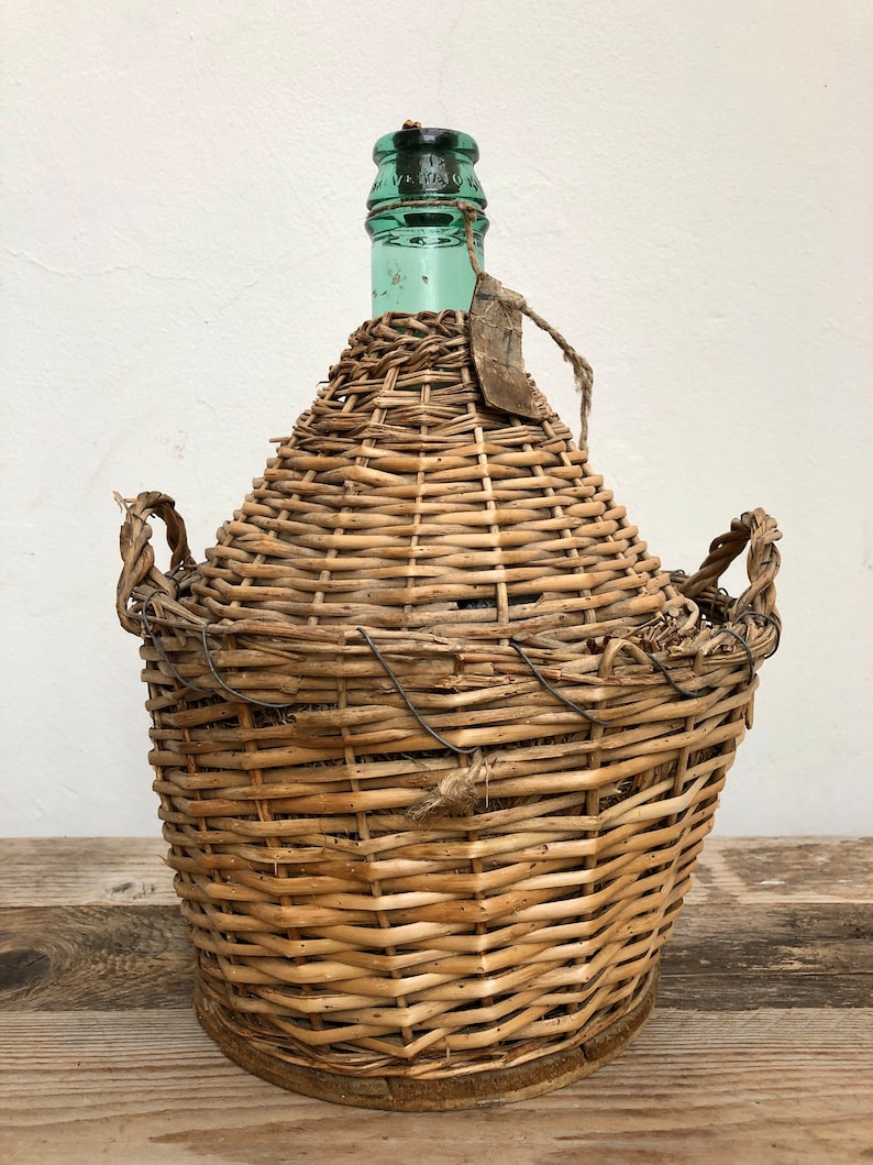 Old 10 Liter Demijohn With Wicker Basket Etsy