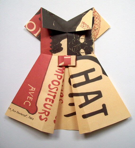 Paris Cabaret Chat Noir Paper Dress Paris Theme French Theme Baby Shower Gift Girl Nursery Wall Art Vintage Theater The Black Cat