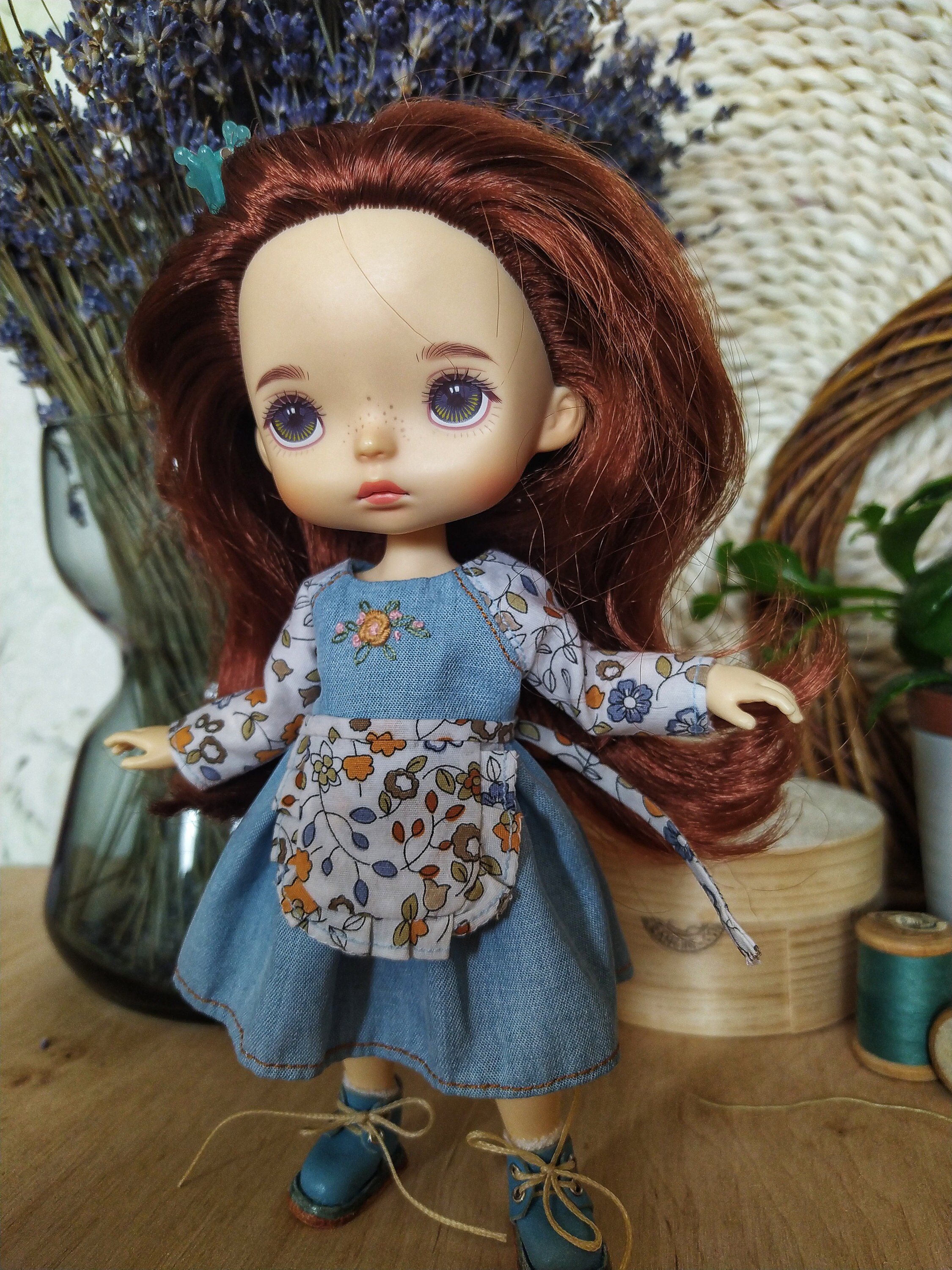 【&lovehelloさま専用】Blue DenimApron Dress Violette Denim Dress