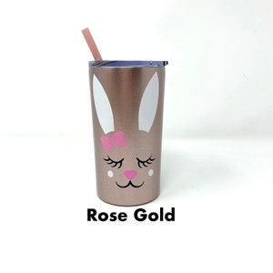 Personalized Easter Gift for Girls, Little girl Easter Tumbler, Easter Basket Cup with Bunny, Toddler Girl Easter Tumbler Rose gold