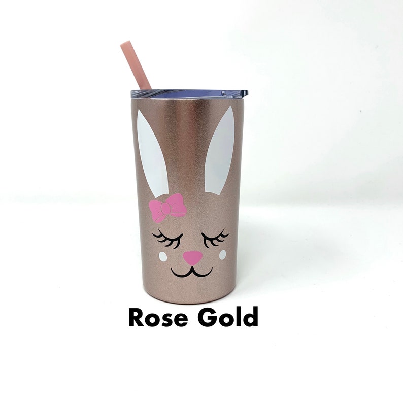 Personalized Easter Gift for Girls, Little girl Easter Tumbler, Easter Basket Cup with Bunny, Toddler Girl Easter Tumbler Rose gold
