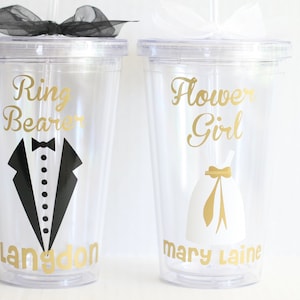 Flower Girl Gift,  Flower Girl Personalized Tumbler,  Ring Bearer Personalized Tumbler, Black & Gold, Flower Girl Cup