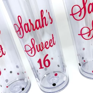 Sweet 16 Birthday Tumbler Favors -  Sweet 16 Party Ideas - Personalized Sweet 16 Cup, Birthday for teen girl favor