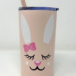 Personalized Easter Gift for Girls, Little girl Easter Tumbler, Easter Basket Cup with Bunny, Toddler Girl Easter Tumbler Matt Blush