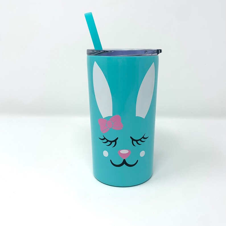 Personalized Easter Gift for Girls, Little girl Easter Tumbler, Easter Basket Cup with Bunny, Toddler Girl Easter Tumbler Mint