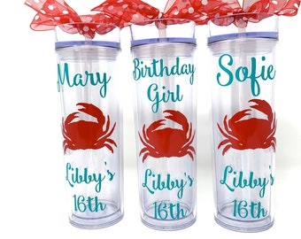 Crab Beach Party,  Maryland Girls Trip, Girls Beach Birthday Tumbler, Party Favor, Sweet 16 Tumbler, Girls Trip Cup, Crab Personalized