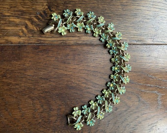 Stunning Vintage Jewelcraft Enamel & Diamanté Bracelet 1950s