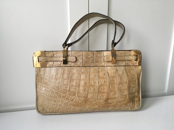 Vintage 1970s Blonde Cream Aligator/Crocodile Skin