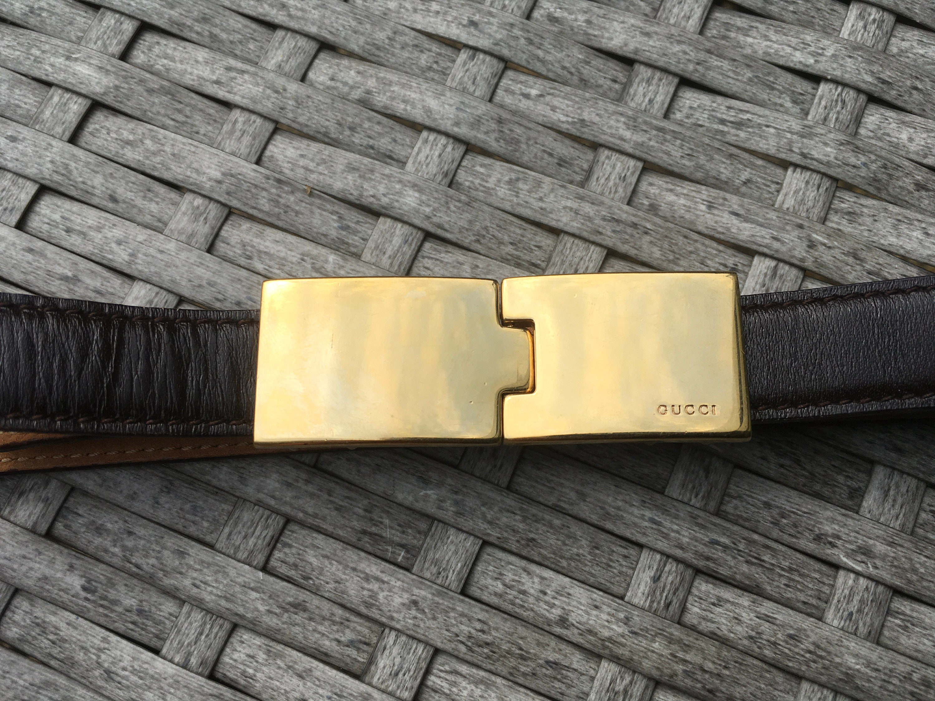 Immaculate Used Vintage Leather GUCCI Belt. Gold Buckle Butter |