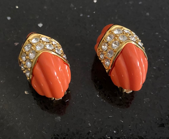 Kenneth Jay Lane KJL Vintage Coral Statement Earri