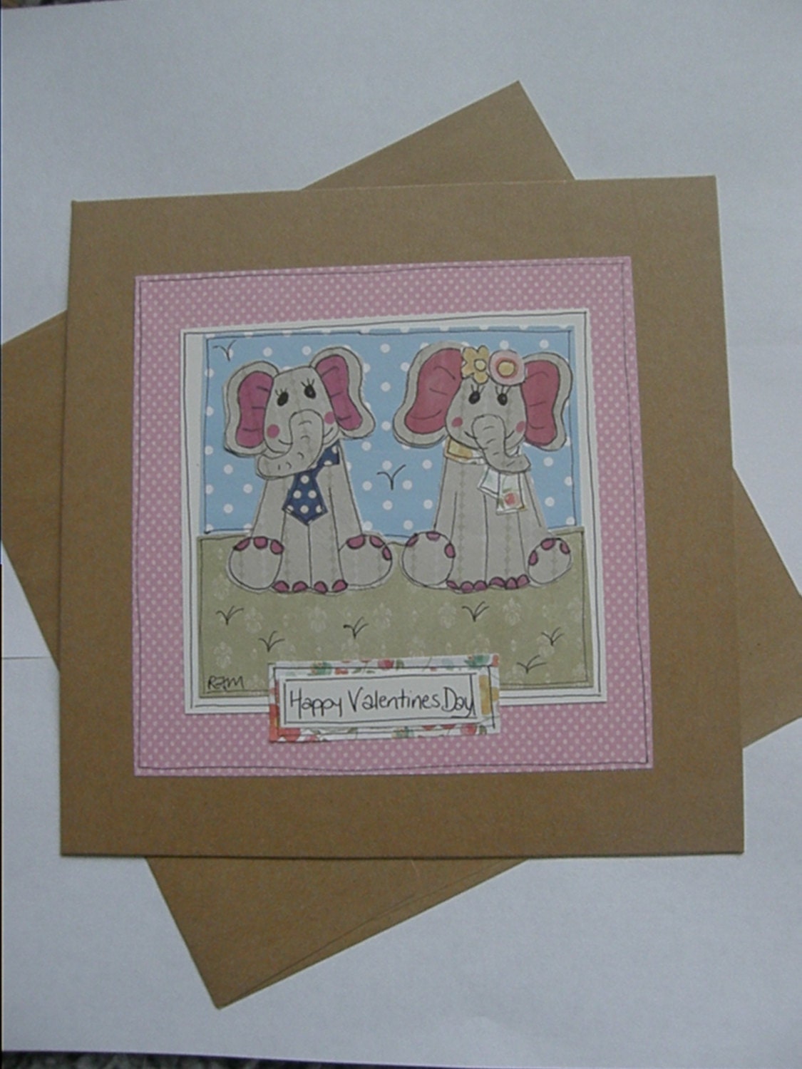 Valentines day wedding  anniversary  love card elephant  