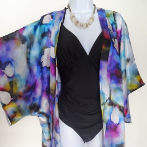 Purple Silk Kimono Sheer Silk Duster Silk Dinner Jacket Silk Lingerie Bridal Shower Gift Gift For Her Made in USA image 2
