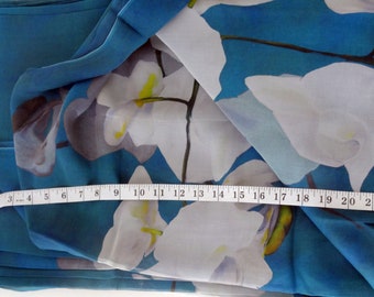 Classic Blue Silk Material - Spring Silk By Yard - Digital Print Silk Georgette 8mm - DIY Sewer - Craft Material