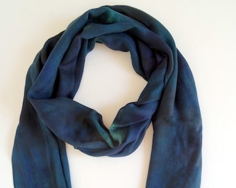 Blue Soft Wool Scarf - Scarf for Him - Winter Scarf - 15"x72"