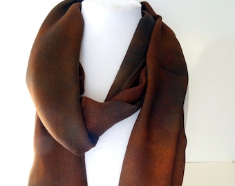 Brown Soft Wool Scarf - Scarf for Him - Winter Scarf - 15"x72"