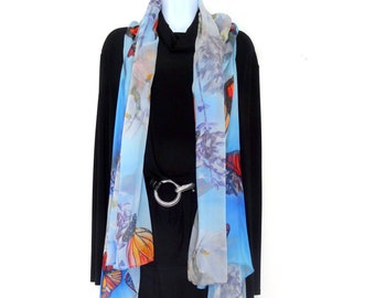 Butterfly Sleeveless Duster - Monarch Butterfly Silk Scarf - Spring Scarf For Her - Plus Clothing