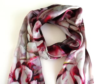 Valentine Pink Scarf - Red Silk Scarf - Scarf For Her - Spring Scarf - 15"x 60"