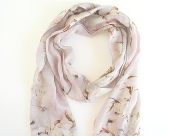 Pink Wool Scarf - Soft Pink Scarf - Gift For Her - Floral Scarf