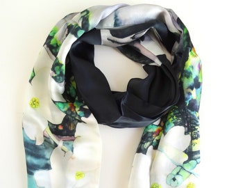 Yosemite Falls Scarf - Dogwoods Spring Scarf - Gift For Her - 15"x 60"