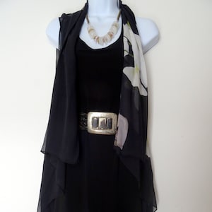 Black Sleeveless Duster - Floral Silk Vest - Unique Silk Vest - Vest For Her - Made in USA