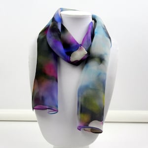 Purple Silk Scarf - Spring Scarf - Holiday Scarf - Gift for Her - 15&quot; x 60&quot;